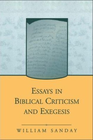 Cover of Essays in Biblical Criticism and Exegesis