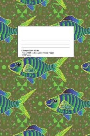 Cover of Back to School Composition Notebook for Girls or Boys Tropical Fish Pattern for Elementary Journal Writing or Notes Wide Ruled Blank, Lined