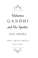 Book cover for Mahatma Gandhi and His Apostles