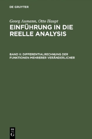 Cover of Einfuhrung in die reelle Analysis, Band II, Differentialrechnung der Funktionen mehrerer Veranderlicher