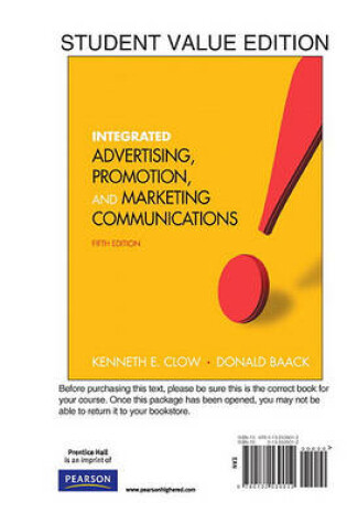 Cover of Integrated Advertising, Promotion and Marketing Communications, Student Value Edition