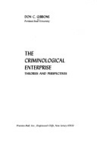 Cover of Criminological Enterprise