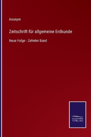 Cover of Zeitschrift für allgemeine Erdkunde