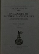 Cover of Catalogue of Balinese Manuscripts in the Library of the University of Leiden and Other Collections in the Netherlands