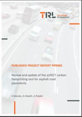 Cover of Review and update of the asPECT carbon footprinting tool for asphalt road pavements