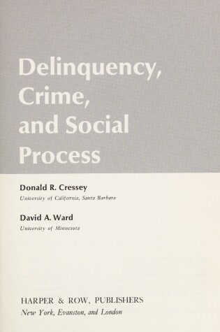 Cover of Delinquency, Crime and Social Process