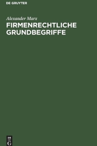 Cover of Firmenrechtliche Grundbegriffe