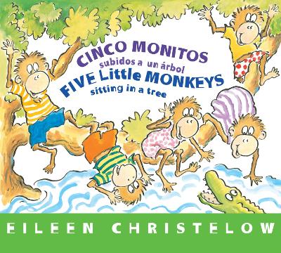 Book cover for Five Little Monkeys Sitting in a Tree  (Spanish/English)