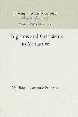 Cover of Epigrams and Criticisms in Miniature