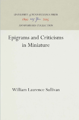 Book cover for Epigrams and Criticisms in Miniature