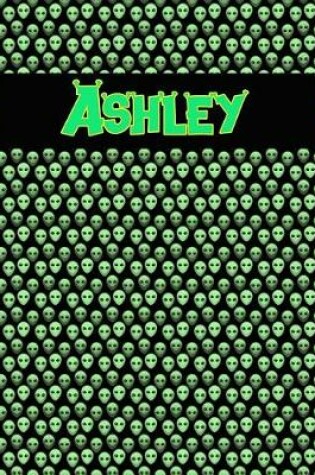 Cover of 120 Page Handwriting Practice Book with Green Alien Cover Ashley