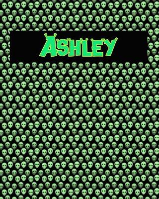 Book cover for 120 Page Handwriting Practice Book with Green Alien Cover Ashley