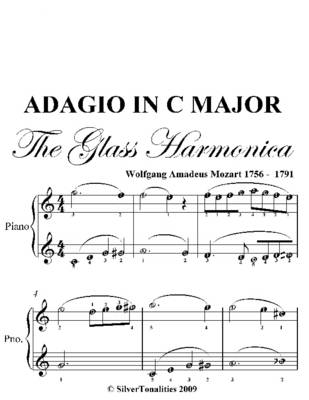 Book cover for Adagio in C Major Glass Harmonica Easy Piano Sheet Music