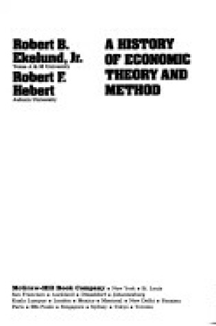 Cover of A History of Economic Theory and Method