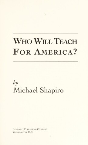 Book cover for Who Will Teach for America?