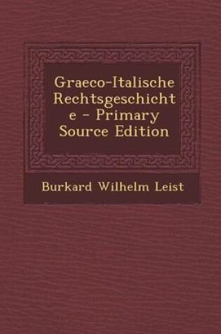 Cover of Graeco-Italische Rechtsgeschichte