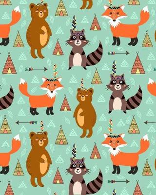 Book cover for Bullet Journal Notebook Cute Tribal Raccoons, Foxes, and Bears Pattern 1