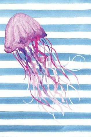 Cover of Purple Jellyfish Blue Watercolor Stripe Journal, Dot Grid