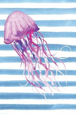 Book cover for Purple Jellyfish Blue Watercolor Stripe Journal, Dot Grid