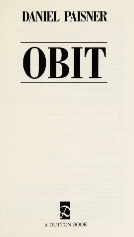 Book cover for Paisner Daniel : Obit (Hbk)