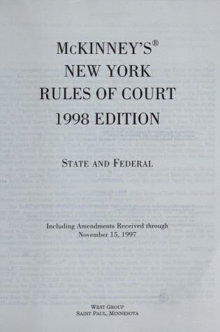Cover of Mckinneys New York Court Rules