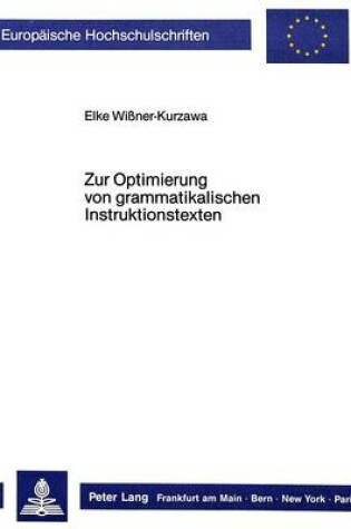 Cover of Zur Optimierung Von Grammatikalischen Instruktionstexten