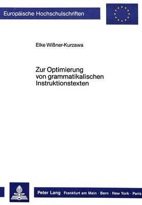 Cover of Zur Optimierung Von Grammatikalischen Instruktionstexten