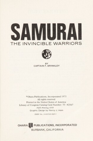 Cover of Samurai, the Invincible Warriors