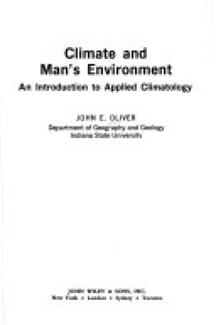 Cover of Climate and Man's Environment
