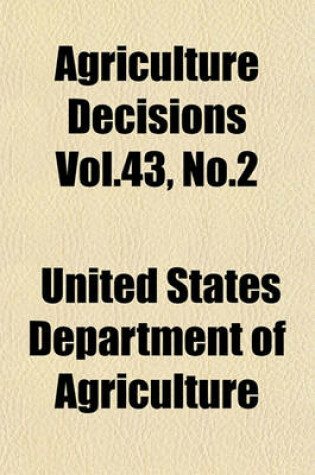 Cover of Agriculture Decisions Vol.43, No.2