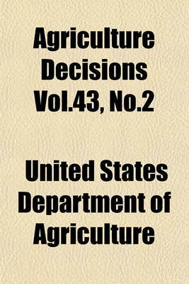 Book cover for Agriculture Decisions Vol.43, No.2
