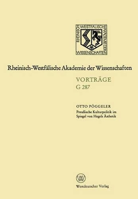 Book cover for Preussische Kulturpolitik Im Spiegel Von Hegels AEsthetik