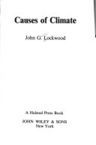 Cover of Lockwood: Causes of *Climate* (Cloth)