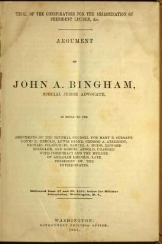 Cover of Trial of the Conspirators for the Assassination of President Lincoln