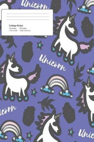 Cover of Unicorn Light Purple Composition College Ruled Book (7.44 x 9.69) 200 pages V14