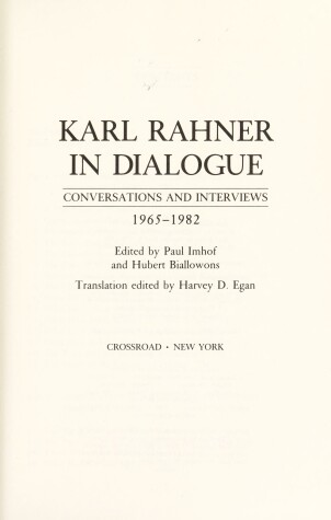 Book cover for Karl Rahner in Dialogue