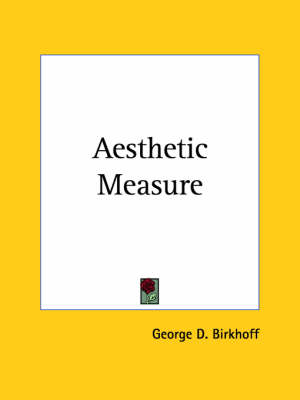 Book cover for Aesthetic Measure (1933)