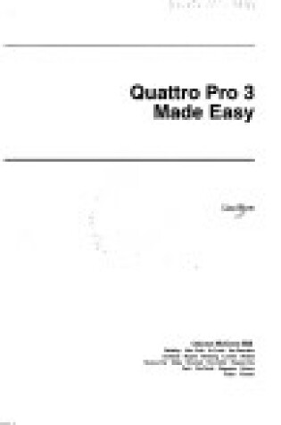 Cover of Quattro Pro 3 Made Easy