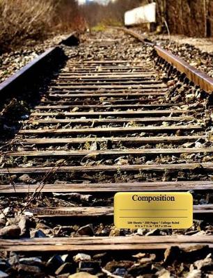 Book cover for Rustic Vintage Railroad Track Composition Notebook, Narrow Ruled