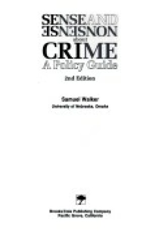 Cover of Sense and Nonsense About Crime