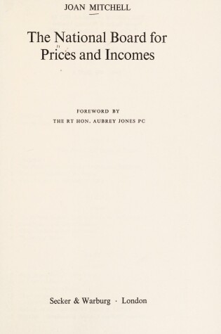 Cover of National Board for Prices and Incomes