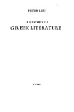 Cover of A History of Greek Literature