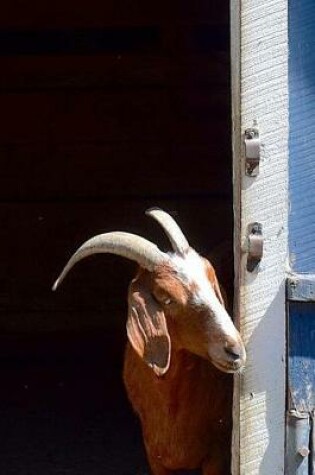 Cover of Cute Goat Peeking Out the Blue Barn Door Journal