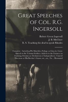 Book cover for Great Speeches of Col. R.G. Ingersoll