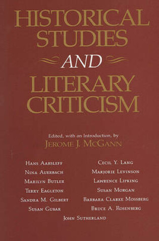 Cover of Historical Studies and Literary Criticism