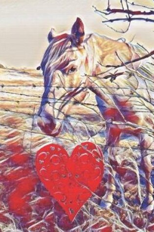 Cover of White Pony and Red Heart Horse Lover Gift Sketchbook for Drawing Coloring or Writing Journal