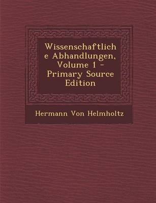 Book cover for Wissenschaftliche Abhandlungen, Volume 1