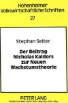 Book cover for Der Beitrag Nicholas Kaldors Zur Neuen Wachstumstheorie