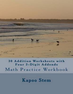 Book cover for 30 Addition Worksheets with Four 3-Digit Addends