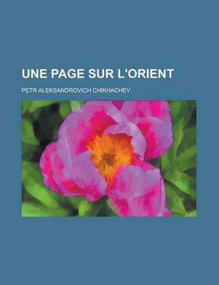 Book cover for Une Page Sur L'Orient